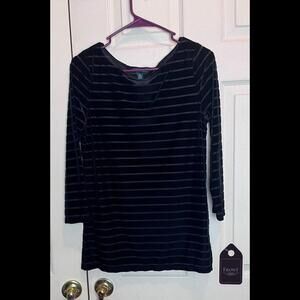 Lauren Ralph Lauren Womens Shirt Size Medium Black Velvet Long Sleeve